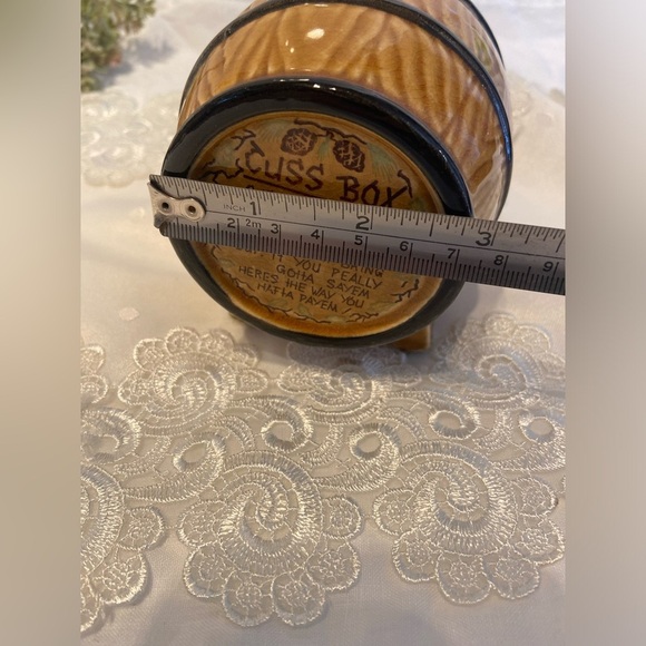 Vintage glazed ceramic Beer Barrel “Cuss Box” “swear jar” piggy bank (humour) - Picture 7 of 12